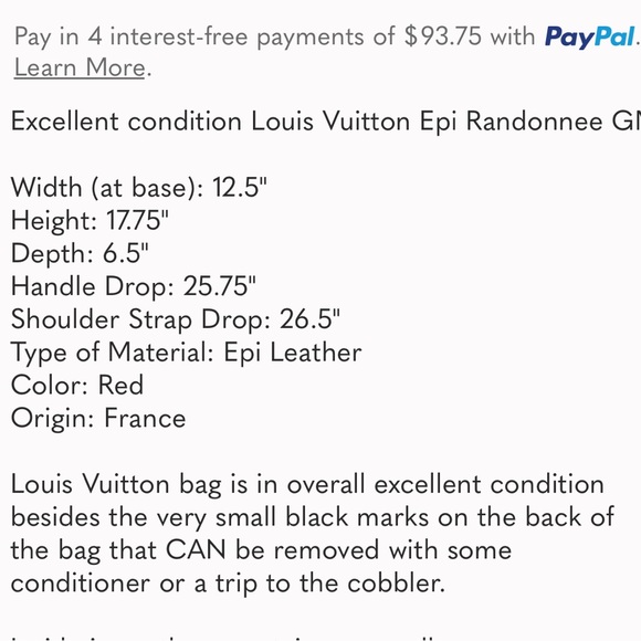 LOUIS VUITTON Red Leather Randonne EPI Shoulder Bag NEW WITHOUT TAGS - Picture 15 of 16